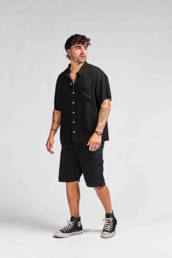 Camisa Lino - Black Pocket