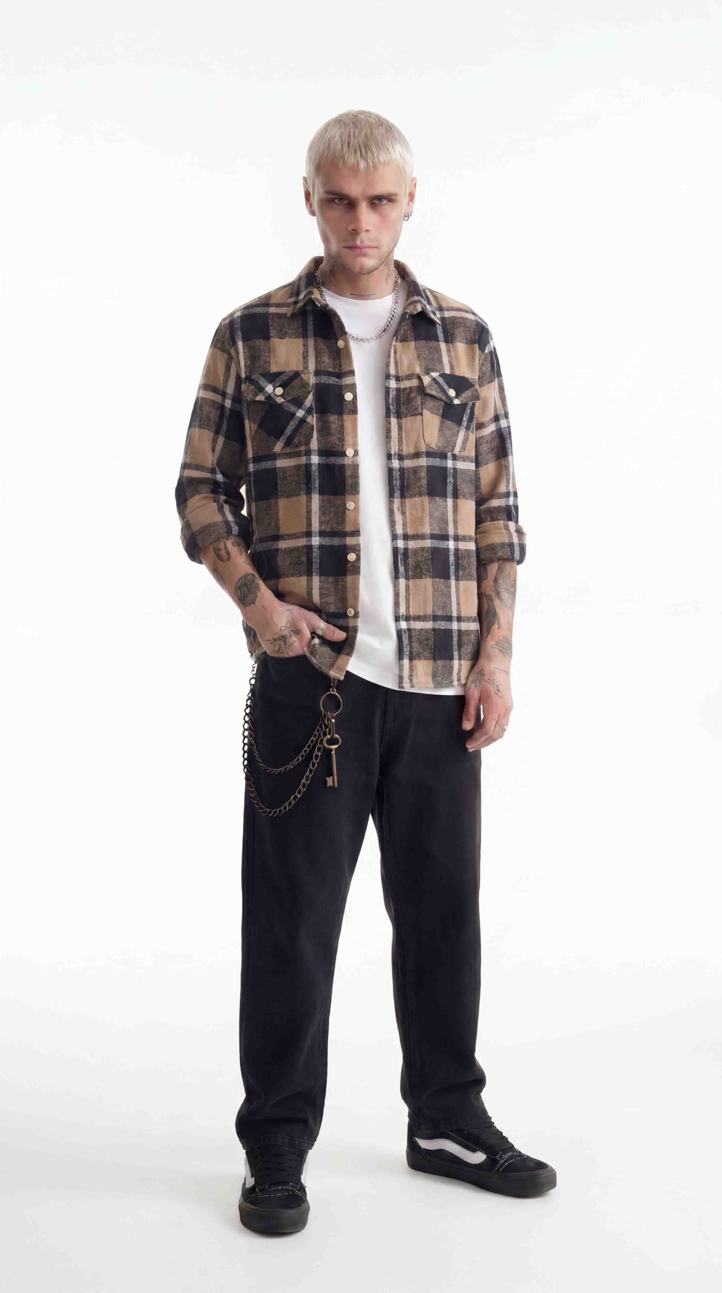 Alternative view of Camisa paño - Brown